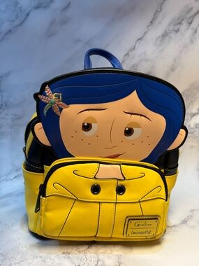 Coraline Loungefly Mini Backpack — Yellow & Blue Character Bag
